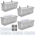 4 Set Extra Large Hanging Wall-Mount Storage Baskets, Black