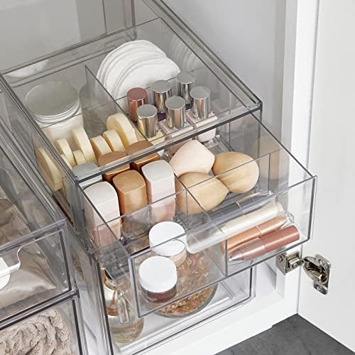 mDesign Plastic Kitchen and Pantry Organizer with Divided Drawer