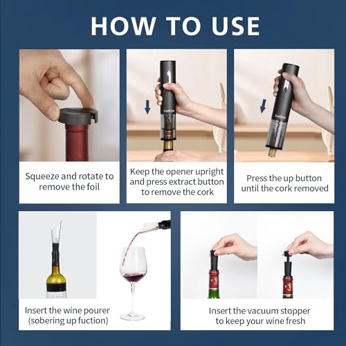 Electric Wine Opener, 5-in-1 Automatic Wine Bottle Opener
