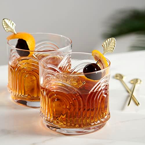 Viski Gold Art Deco Cocktail Picks, Stainless Steel Cocktail Picks for
