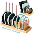 Expandable Bamboo Pots and Pans Organizer Rack