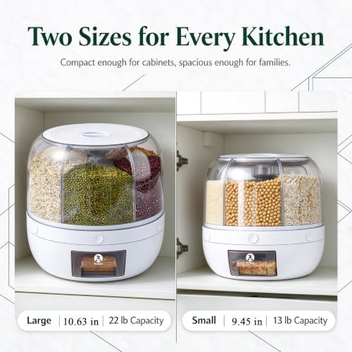 Rotating Grain Storage Bin 6 Grids Rice Container One-Click Output