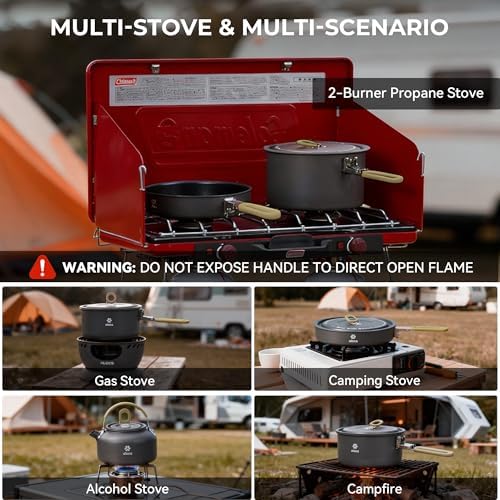 ALOCS Camping Cookware Portable Non-Stick Mess Kit with Foldable