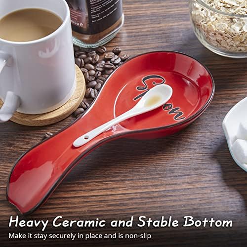 Ceramic Spoon Rest for Stove Top, DAYYET Large Spoon Holder, Spoon