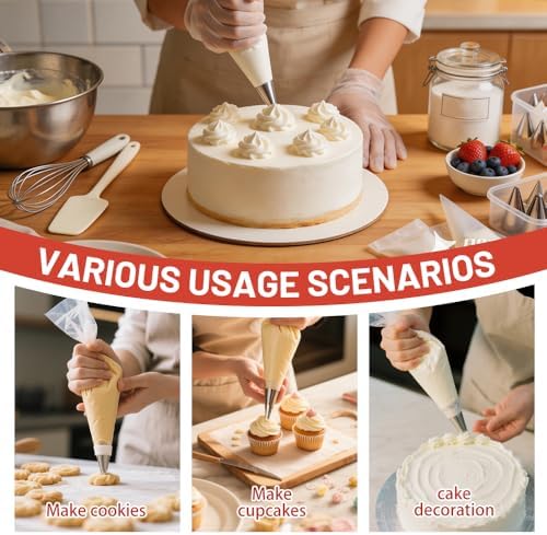 9PCS Large Piping Tips with 30PCS 18 Inch Large Piping Bags Disposable