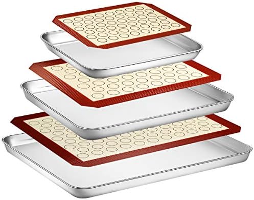 Wildone Baking Sheet with Silicone Mat Set, Set of 6