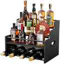 KLM 4-Tier Liquor Bottle Display Shelf, Black