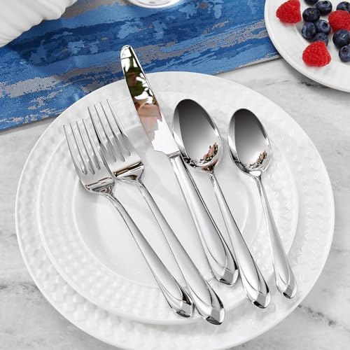 KEAWELL Premium Astra 20/45/65-Piece Silverware Set (65, Silver)