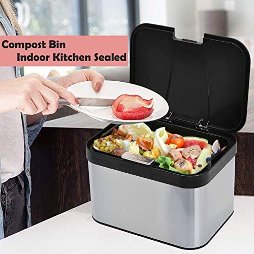 Compost Bin for Countertop, 1.13 Gallon, Black