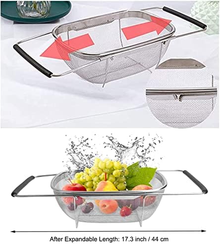 AJIODA Over The Sink Colander, 4 Quarts Stainless Steel Oval Colander