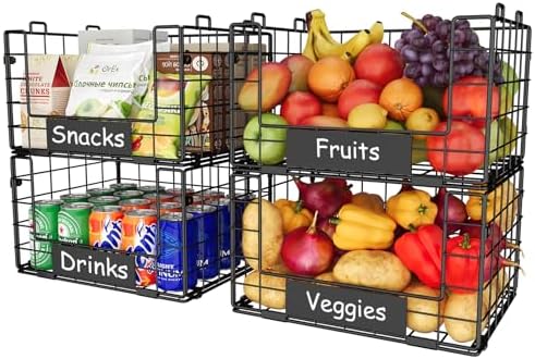 JKsmart 4 Pack XL Stackable Wire Baskets