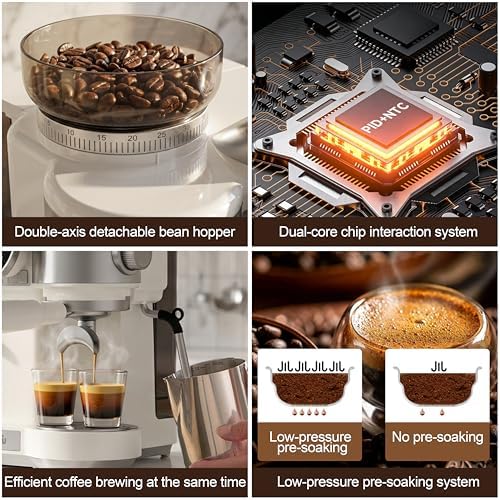 20-Bar Espresso Machine with Coffee Grinder and Steam Wand