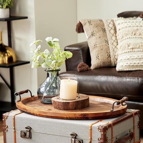 Deco 79 Wood Living Room Decor Tray Large Oval Ottoman Tray with