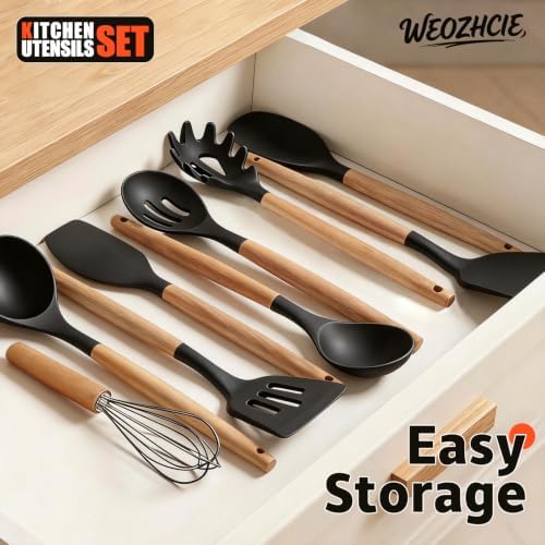 Silicone Cooking Utensil Set,10 PCS Cooking Kitchen Utensils Set