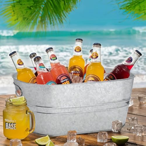 2 Pack 4 Gallon Galvanized Tub Ice Buckets for Parties Portable