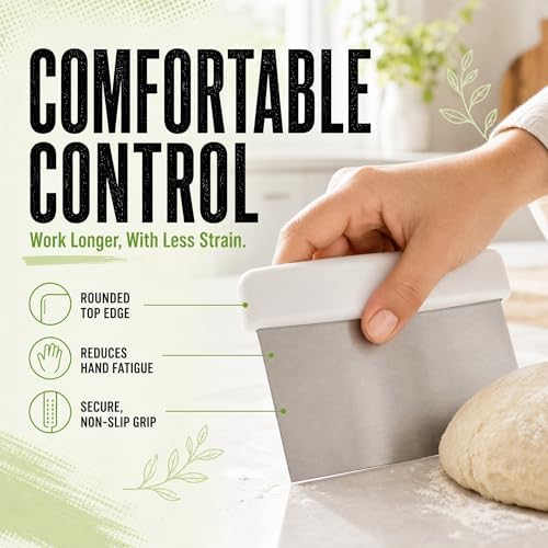 Stainless Steel Dough Cutter and Bench Scraper with White Plastic