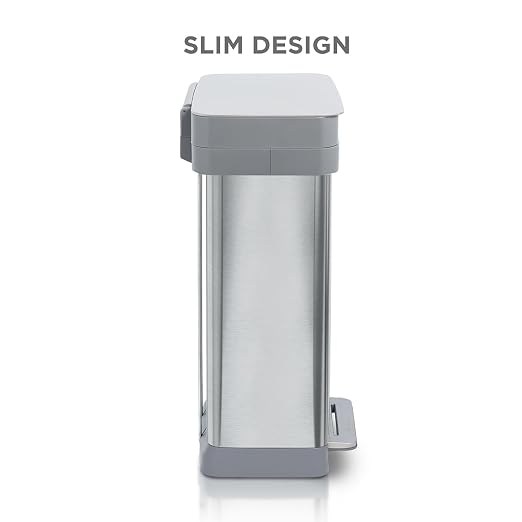 Clorox 13 Gallon Trash Can - 50L Kitchen Trash Can - Rectangular Stainless - Image 2