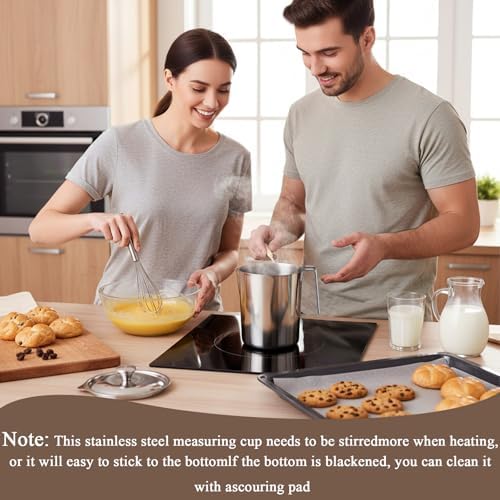304 Stainless Steel Pitcher with Lid, 1 L/34 oz Metal Measuring Cup