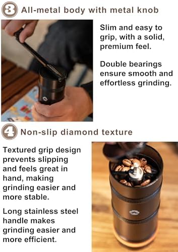 CAMPINGMOON CC-115-BK Manual Coffee Grinder, 15g