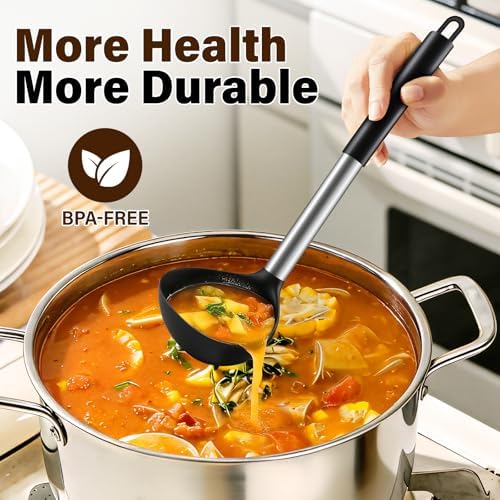 3 Pcs Silicone Cooking Spoon Set, Kitchen Utensils Include Solid &