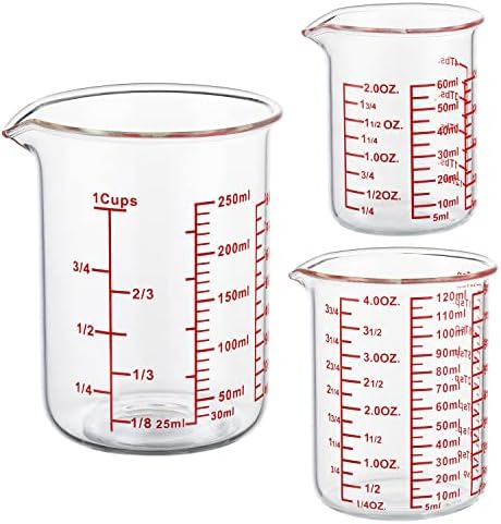 Ackers BORO3.3 Glass Measuring Cups with Spouts, 3-Piece Set