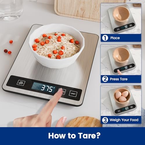 【33 lb & USB Rechargeable】 Digital Kitchen Food Scale Kitchen Scale