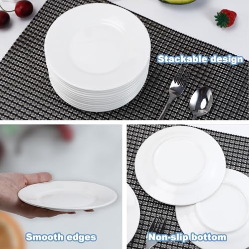 Porcelain Dessert Plates, 12 Pack, White, 6 Inch