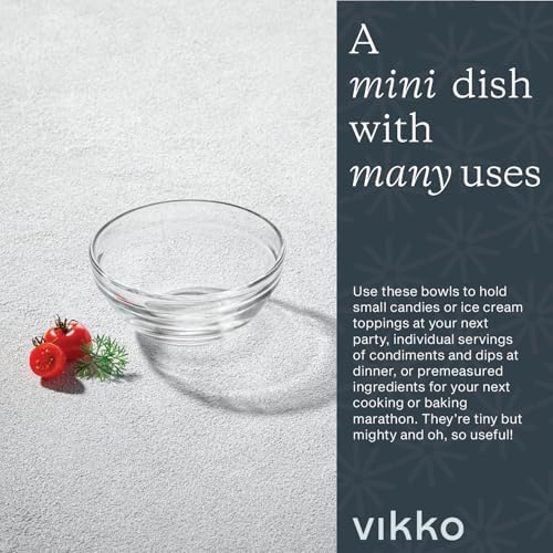Vikko Small Glass Bowls,3.5 Inch Mise En Place Bowls, Set of 6 Glass