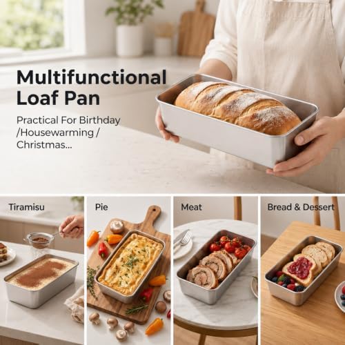 2 Pack Loaf Pans for Baking Bread Stainless Steel Loaf Pan