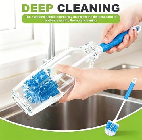 Kitchen Bottle Brush 2 Pack, Long Handle Bottle Cleaning Brush for