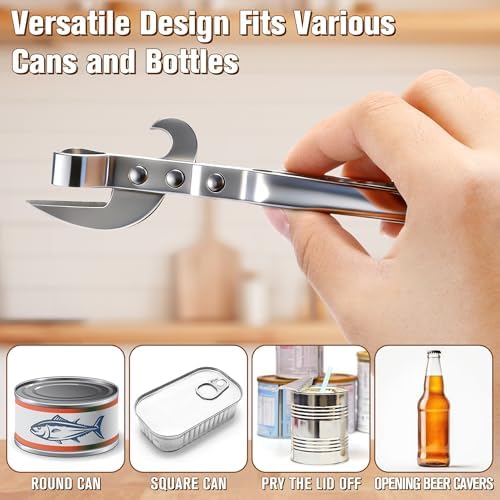 2 Pack 3 in 1 Can Openers, Vintage Can Opener with Dual Sided Blade