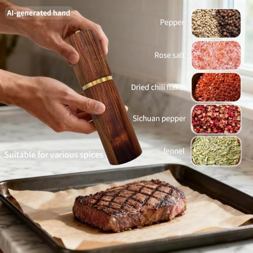 8 Inch Wooden Salt and Pepper Grinder Set