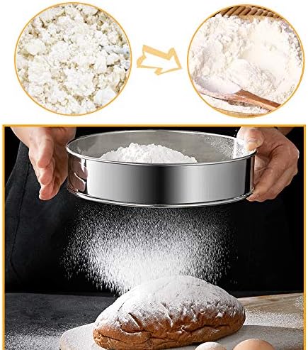 2 Pack Flour Sifter,Stainless Steel Fine Mesh Strainers Flour Sieve,60