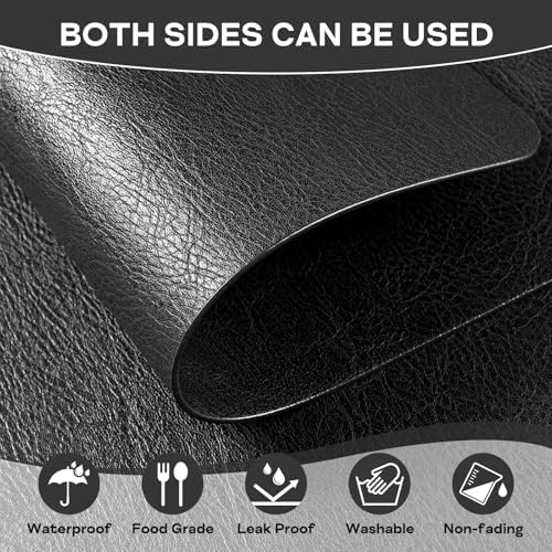Faux Leather Placemats Set of 6, Washable Place Mats, Vinyl Placemats