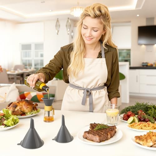3Piece Plastic Kitchen Funnel Set, Multifunctional Funnels for Filling