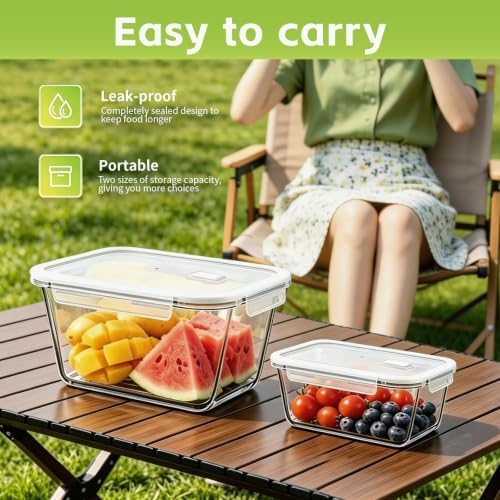 Extra Large Glass Storage Containers with Lids, 4 Pack