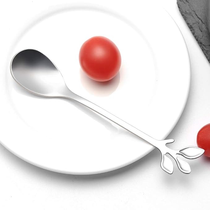 AnSaw Elegant Silver Leaf Coffee Spoons - Image 4
