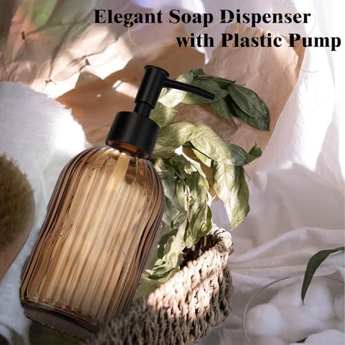 Glass Soap Dispenser, 400ml Refillable Hand Soap & Lotion Dispenser