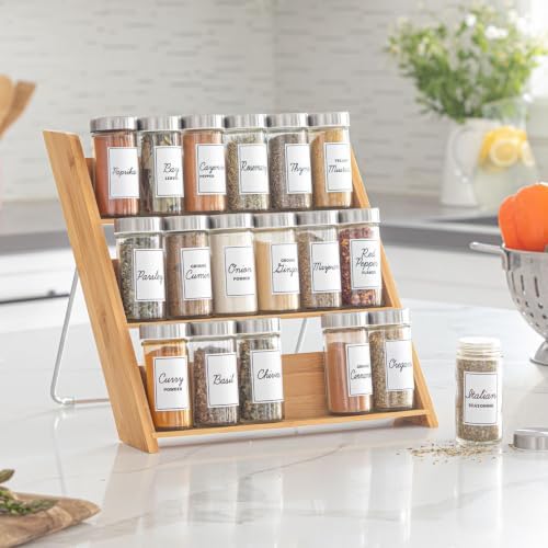 Orii 18 Jar Bamboo Compact Spice Rack with Spices Included & 5-Year
