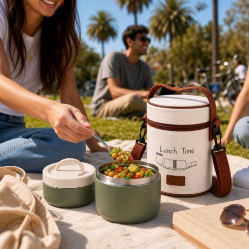 Greentainer Insulated Food Jar - Set of 2 (23oz + 16oz), Stainless