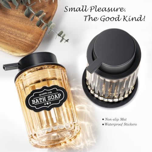 Amolliar Foaming Soap Dispenser, Amber Glass Soap Dispenser, Black