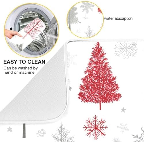OTVEE Modern Tree Forest Decor Dish Drying Mat for Kitchen Counter