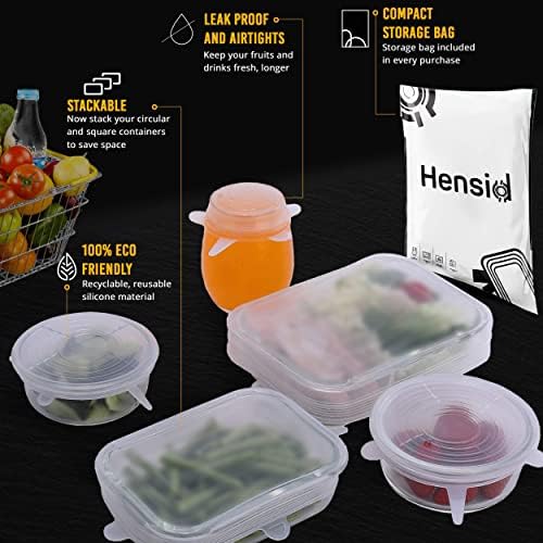Pack 12 Silicone Stretch Lids | BPA-Free Stretchable Round and Square