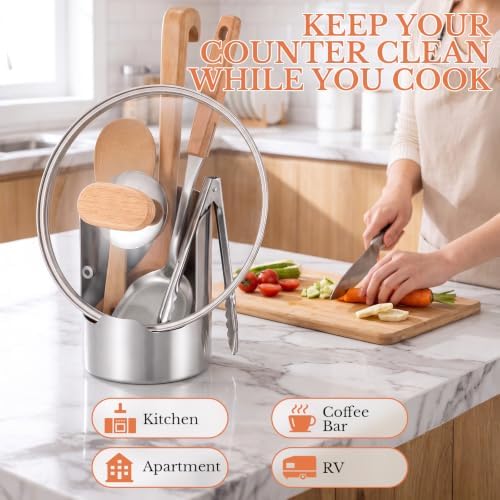 Pot Lid Holder & Spoons Rest, Multi-in-1 Kitchen Utensil Holder