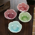 VanEnjoy 4 pcs Colorful Glaze Flower Pattern Ceramic Soy Sauce Dipping