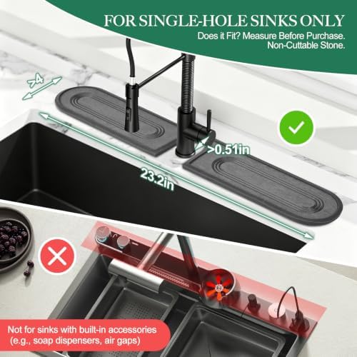 Faucet Mat for Kitchen Sink with Airflow Silicone Sleeve, Instant-Dry