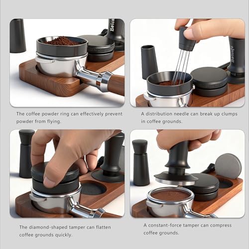 8 PCS Espresso Accessories Kit, 51mm Spring Loaded Espresso Tamper Kit