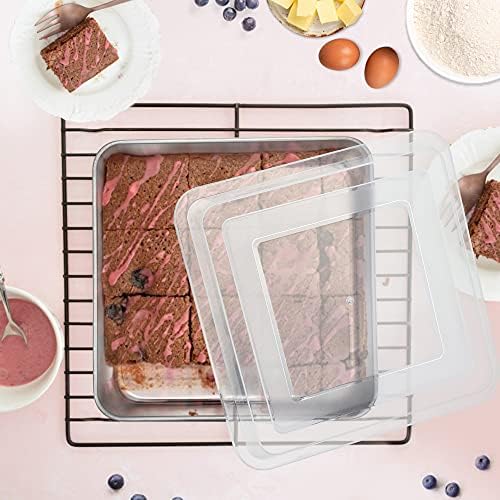 E-far 9 Inch Square Cake Pan with lid, 9x9 Baking Brownie Pans
