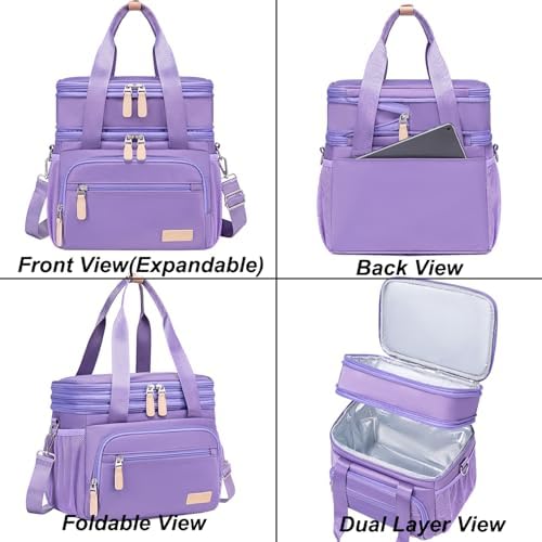 Weitars Lunch Bag For Women Men - Dual Compartment Large Lunch Box 15L