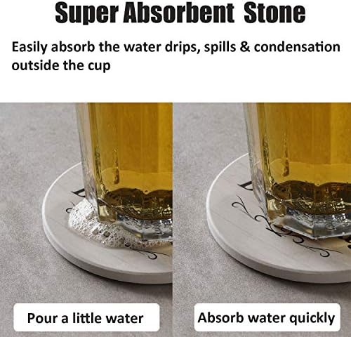 Coasters for Drinks, Funny Drink Coasters Absorbent with Holder 6 Pcs